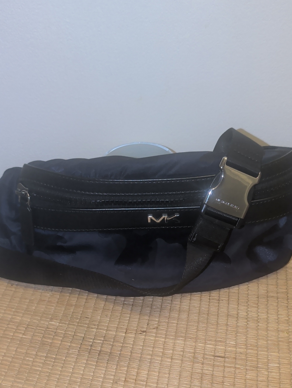 Michael Kors Black Nylon Belt Bag with Silver Hardware